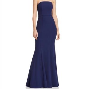 Bariano Strapless Crepe Mermaid Gown